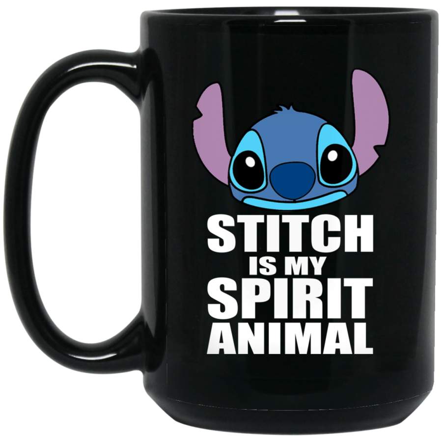 Stitch is my spirit animal BM15OZ 15 oz. Black Mug