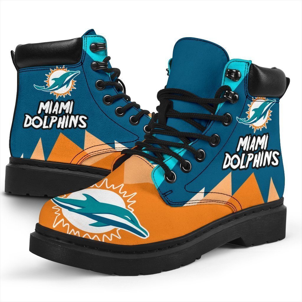 Miami Dolphins All Season Boots | Casual Shoes | Vegan Leather Custom Boot Shoes Tb143