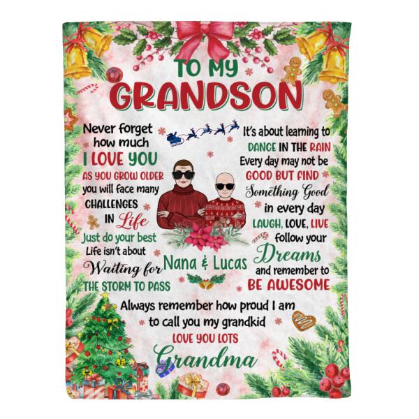 Personalized Blanket, To My Grandson, Christmas Theme, Christmas Gift For Grandson