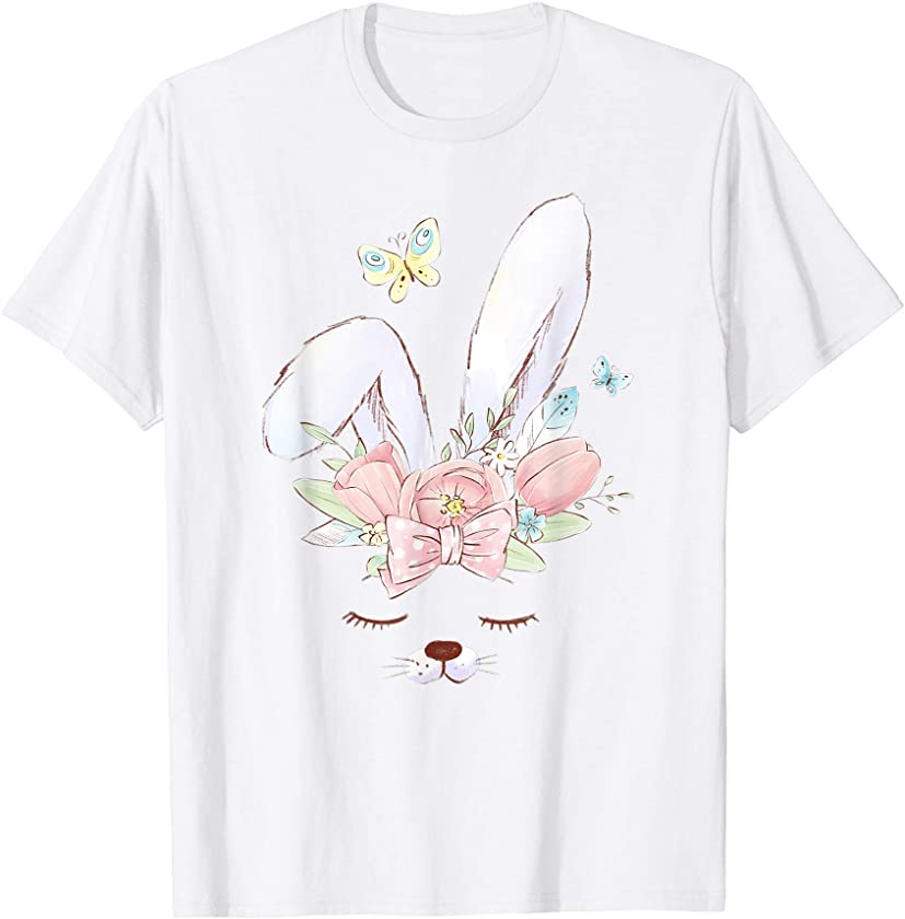 Cute Bunny Face For Girls Bunny Ears Easter Rabbit Lover T-Shirt