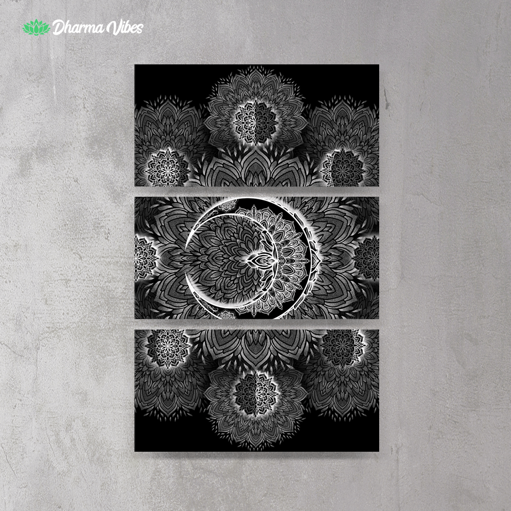 Crescent Moon – Negative 2 By Yantrart Design 3-Piece Canvas