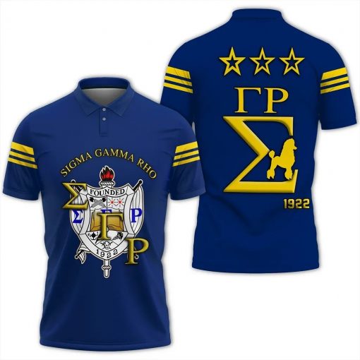 Sigma Gamma Rho 1922 Emblem Poodle Symbol Royal Blue Polo Shirt