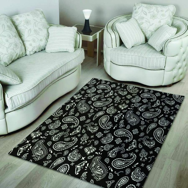 Black Bandana Area Rug