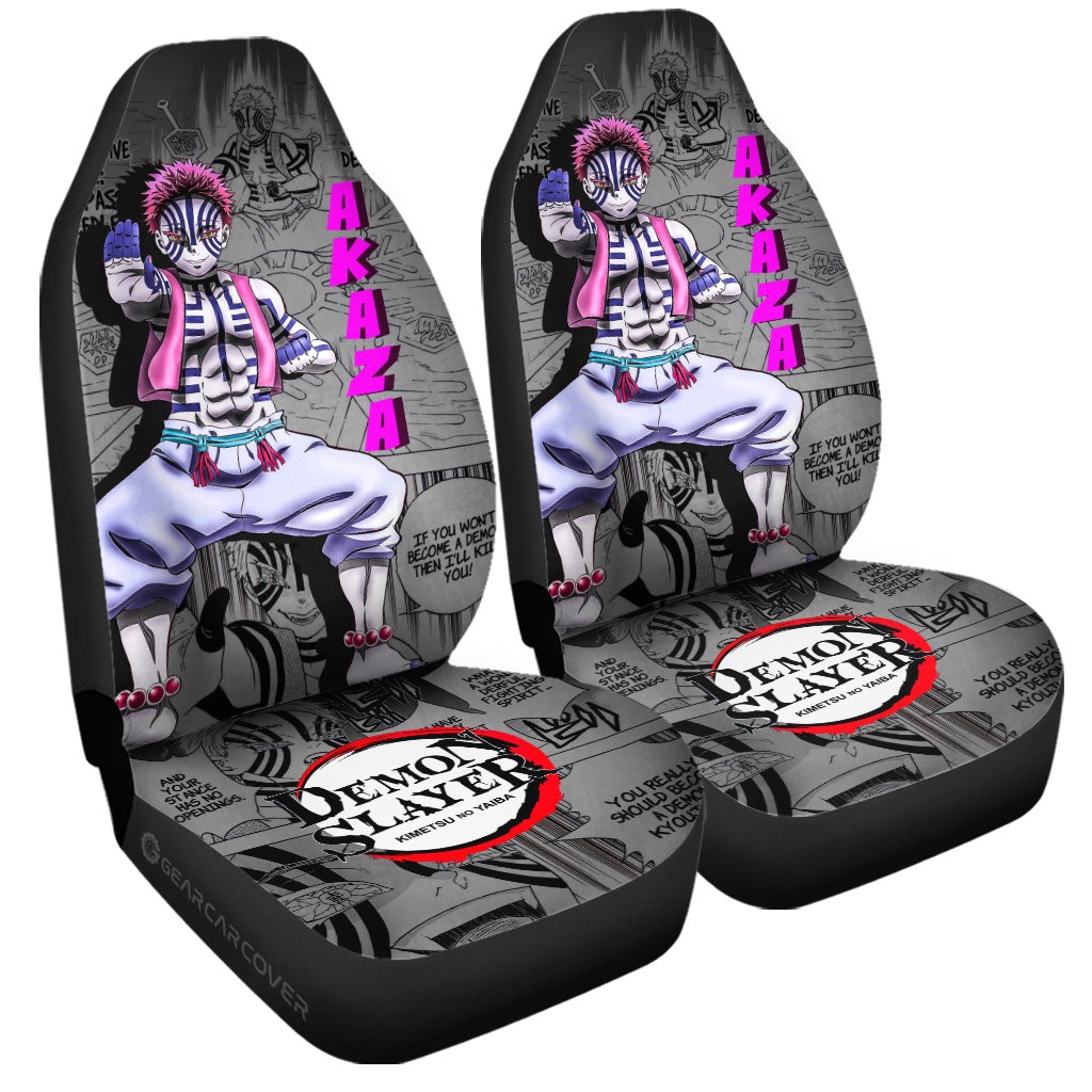 Akaza Car Seat Covers Custom Demon Slayer Anime Mix Manga Gifts For Fans