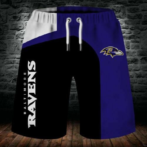 2020 Summer Baltimore Ravens 3D Beach Shorts Cool Short Pants Swimming Trunks