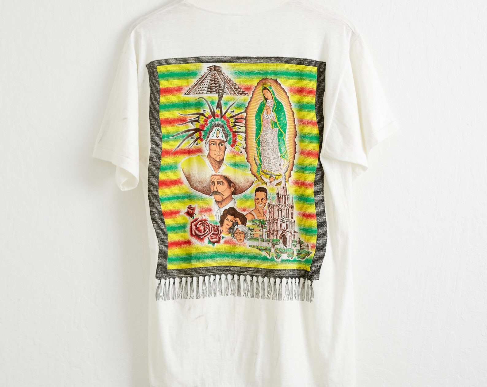 Vtg 1990S Mexican Lowrider Art T Shirt  L Tee Saltillo Serape Tee Chicano Pride Cholo Azteca Mayan Vato Pachuco