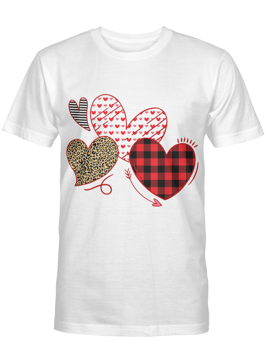 Cover your body with amazing Girls Valentines Day Shirts Hearts Love Leopard Plaid Kids T-Shirt