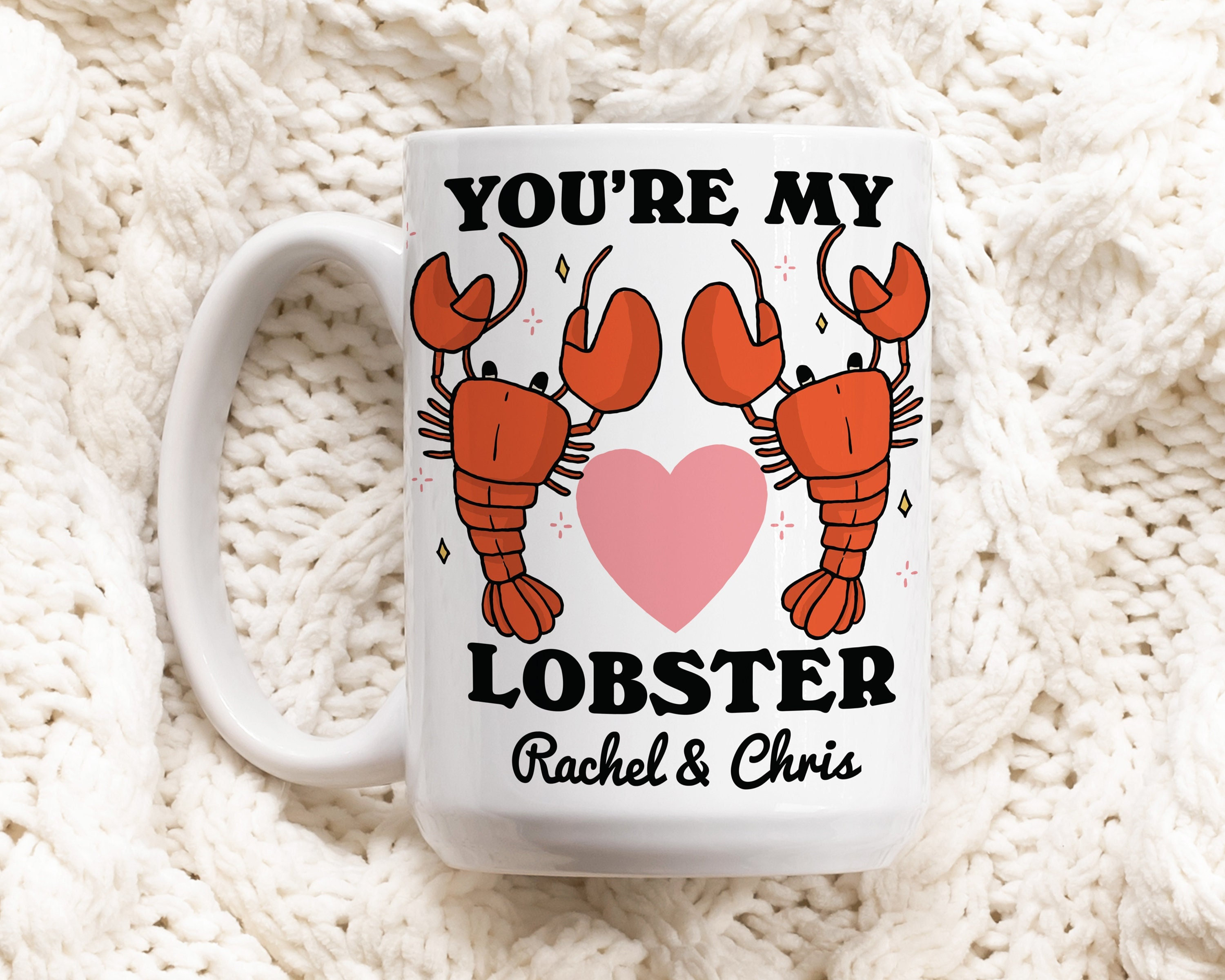 Custom Lobster Mug, Youre my Lobster Quote Mug, Personalized Couples Wedding Cup, Lobsters in Love, Cute Valentines Anniversary Gift Idea