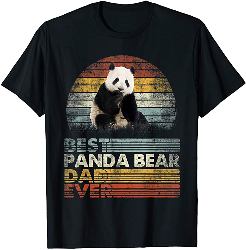 Retro Best Panda Bear Dad Ever Shirt Animals Lover T-Shirt