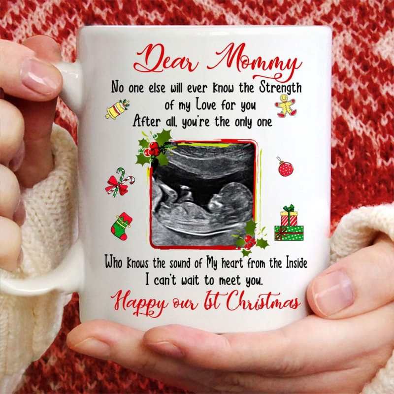 Personalized Gif For Future Mommy Happy Our 1St Christmas Mug, Gift From The Bump