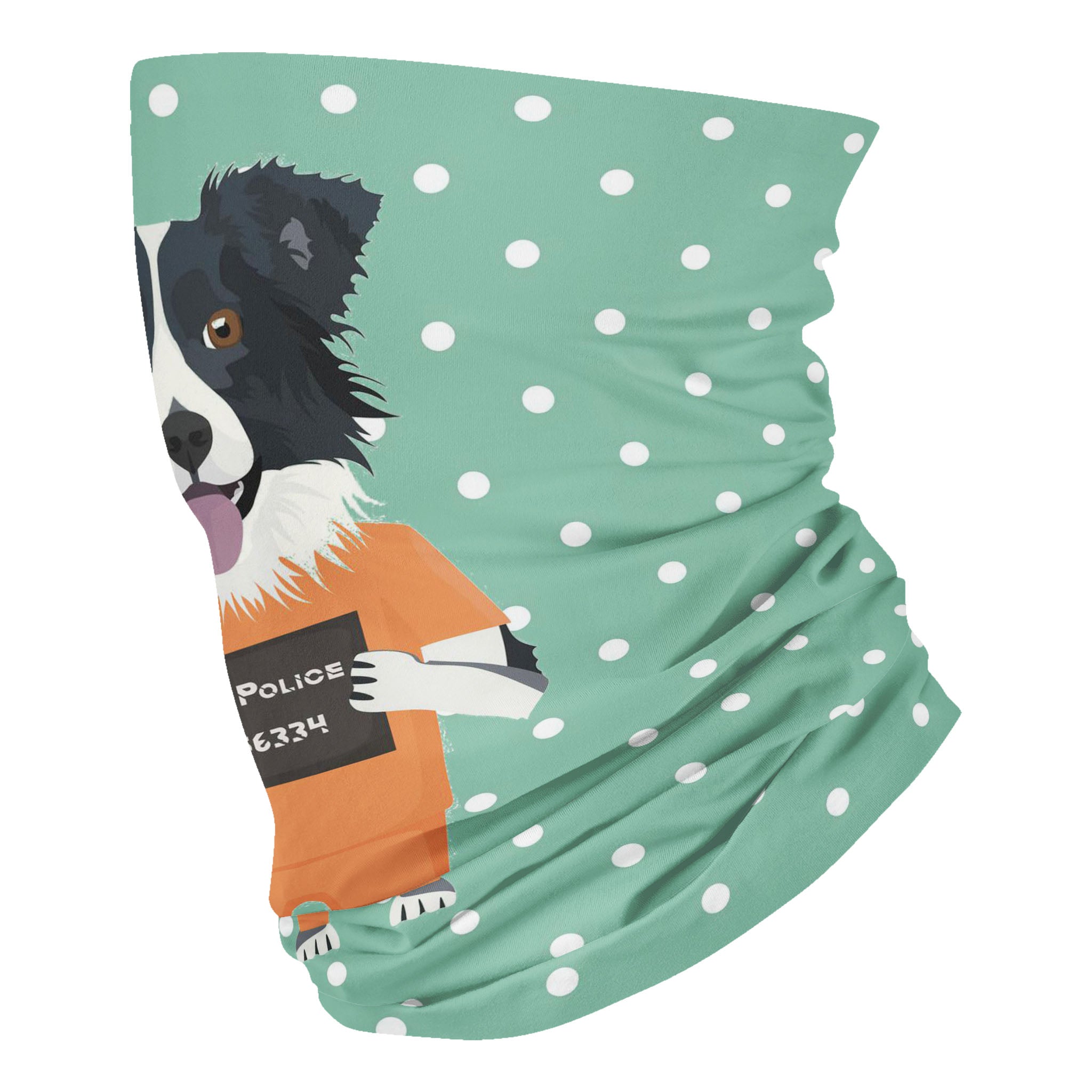 Mugshot prison clothes dog border collie – Neck Gaiter