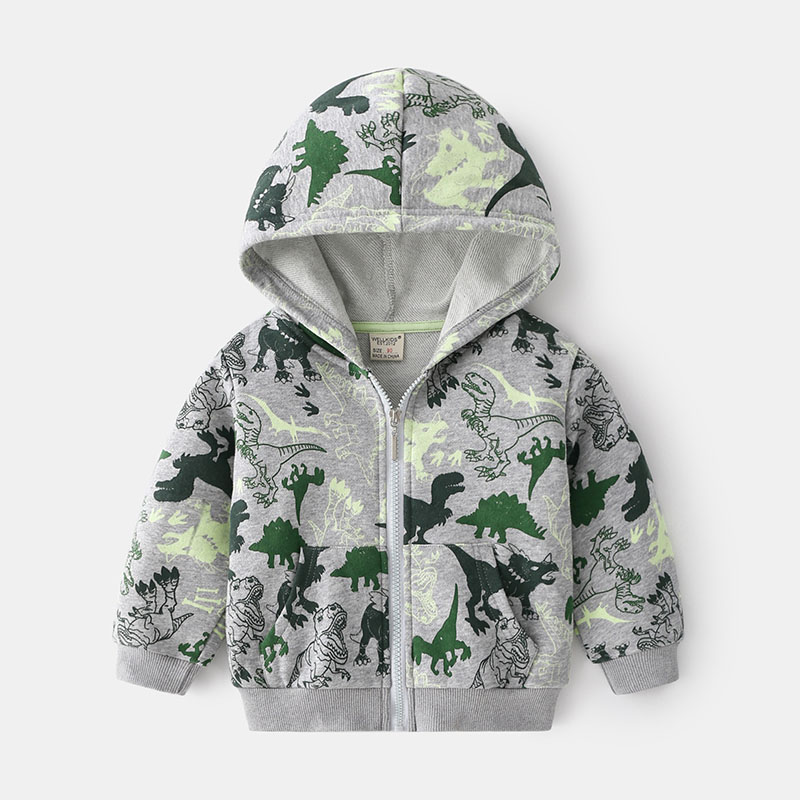 Children Outerwear Boy Hoodies Sweatshirts With Zipper Baby Boy Clothes Printed Dinosaurs Kids Clothes Outfit Shirt For School alx