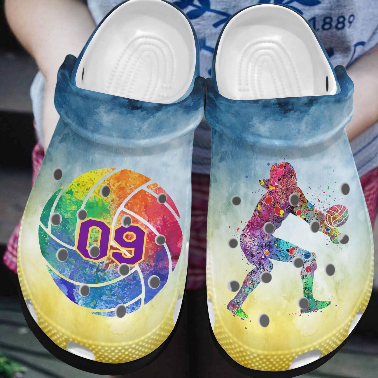 Volleyball Personalized Clog, Custom Name, Text, Color, Number Fashion Style For Women, Men, Kid, Print 3D Volleyball Watercolor