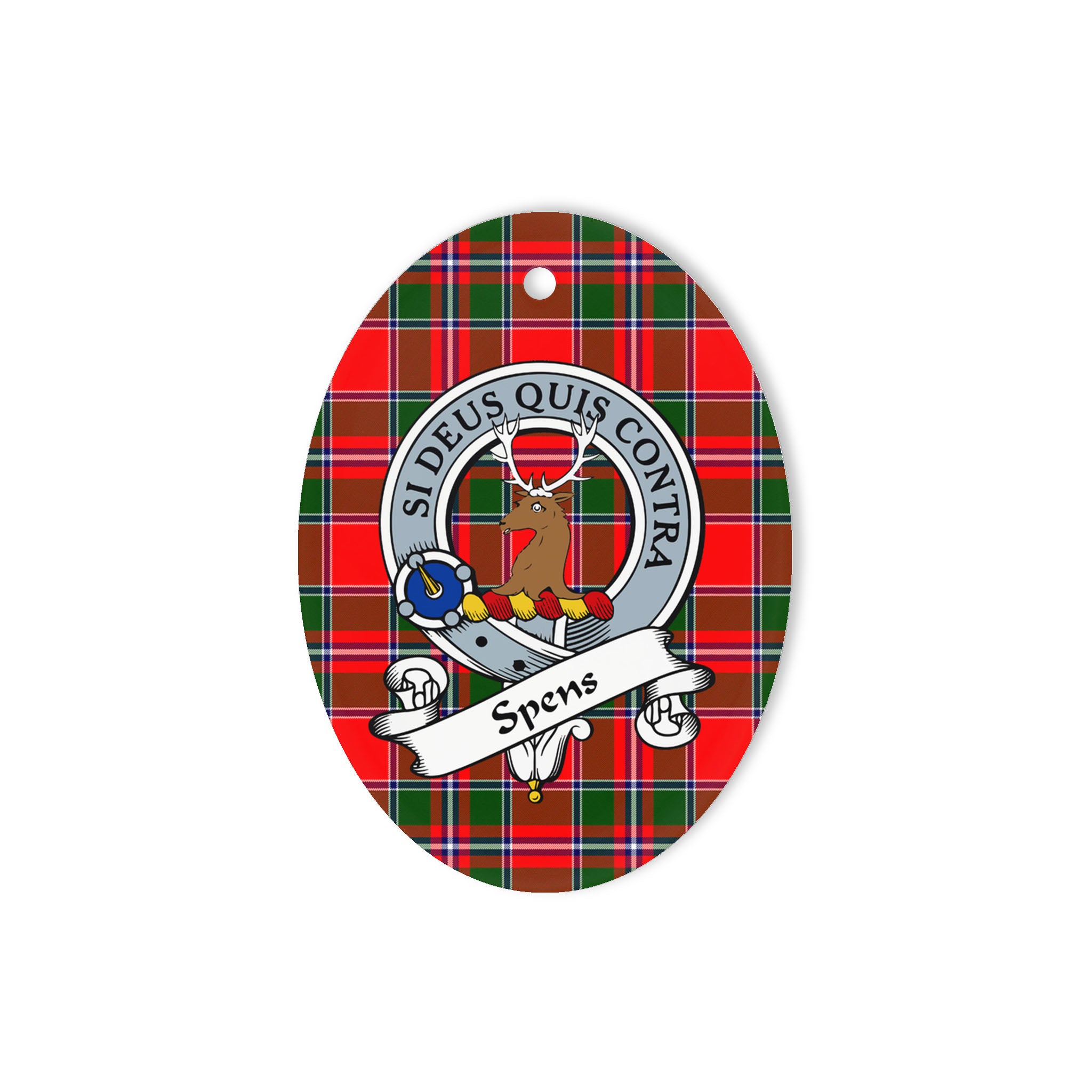 Spens Scottish Clan Badge Plaid Ornament Gift. Christmas Tree Ornament Spens Clan Tartan Ornament Great Christmas Ornaments Gift Oval Ornament