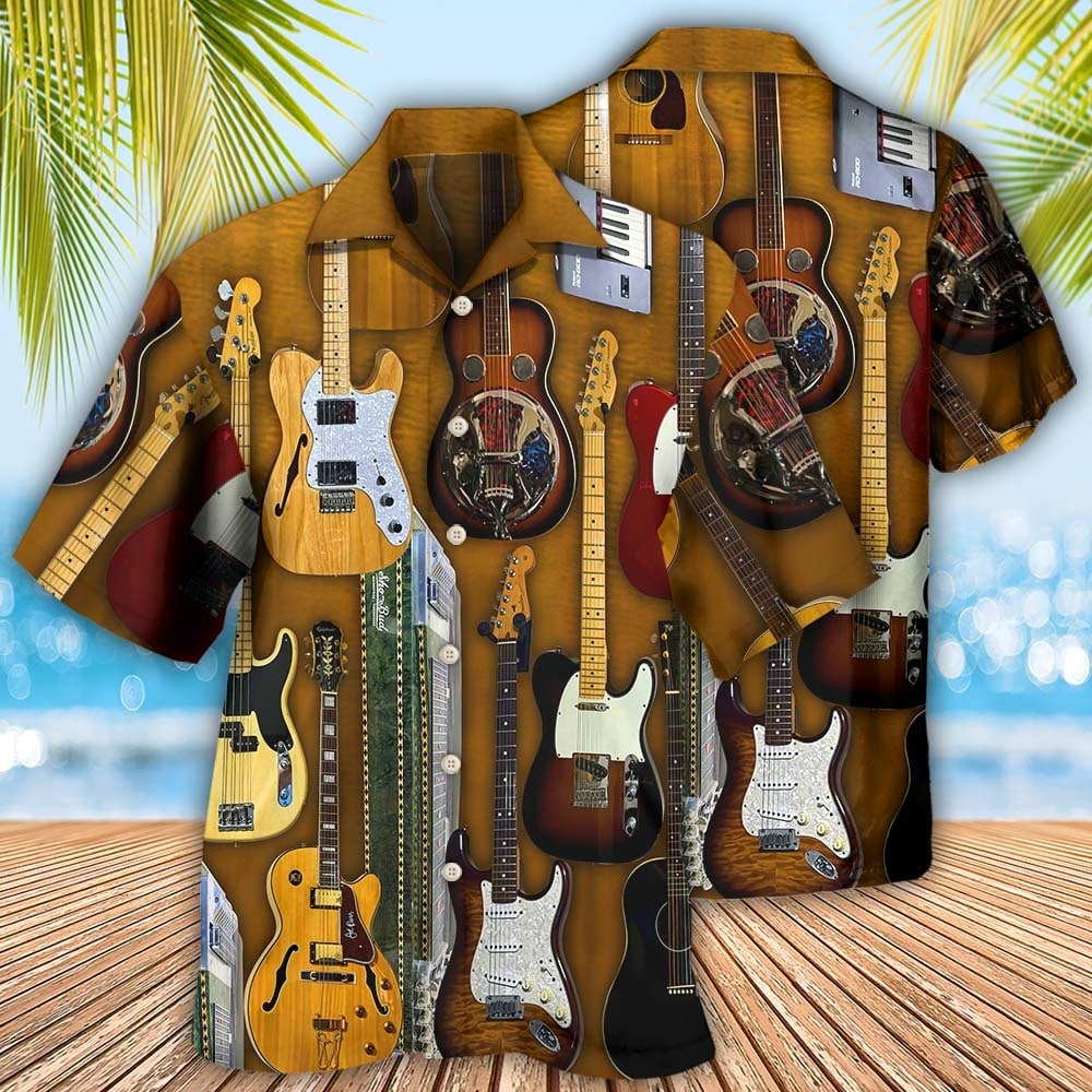 Guitar Vintage Basic Hawaii Shirt Ha62671