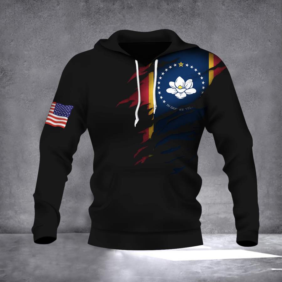 Mississippi State Flag – American Flag Logo Hoodie New Mississippi Flag Pride Hoodie Gift