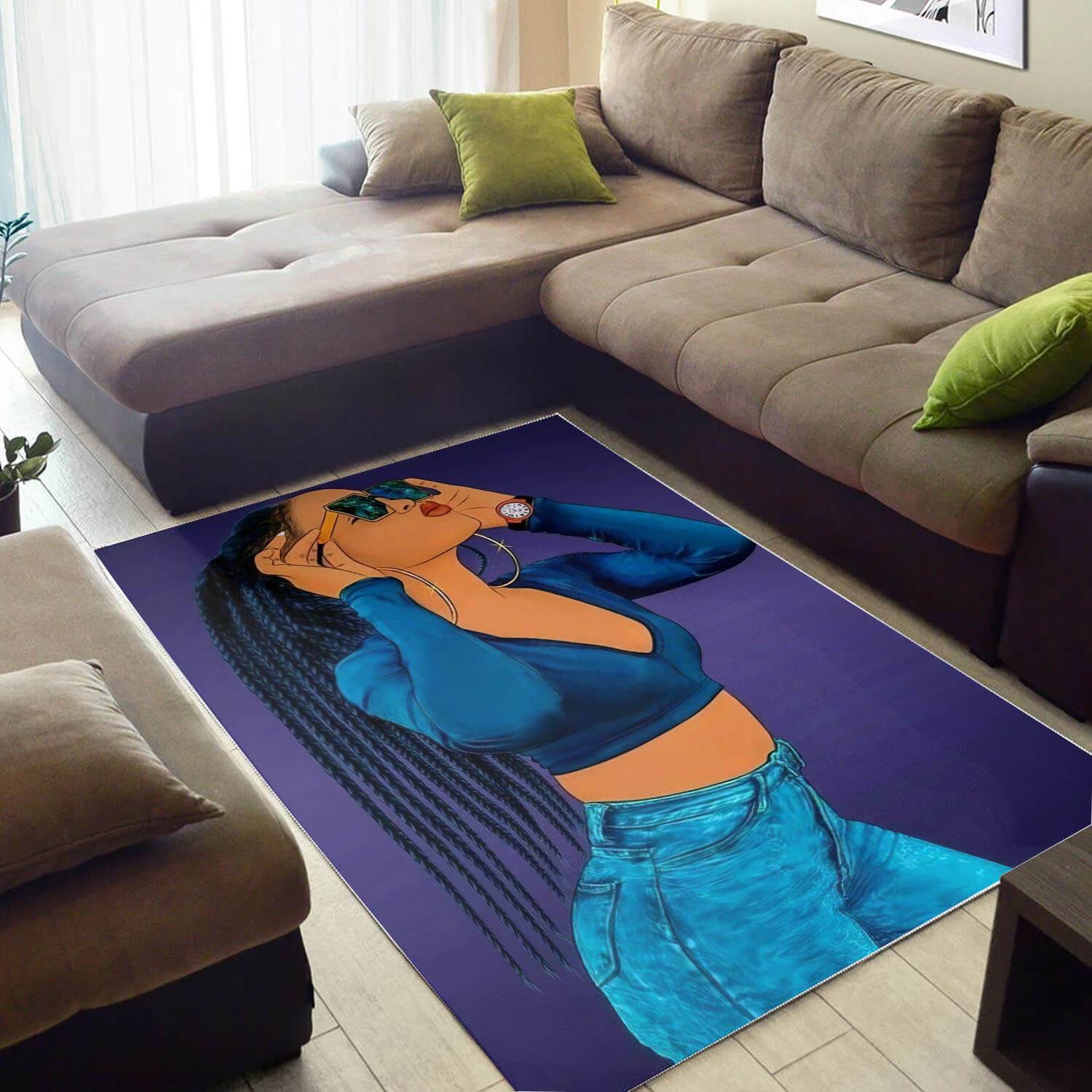 African American Rugs Pretty Melanin Afro Girl African Design Floor Rug Afrocentric Home Decor WBG28974