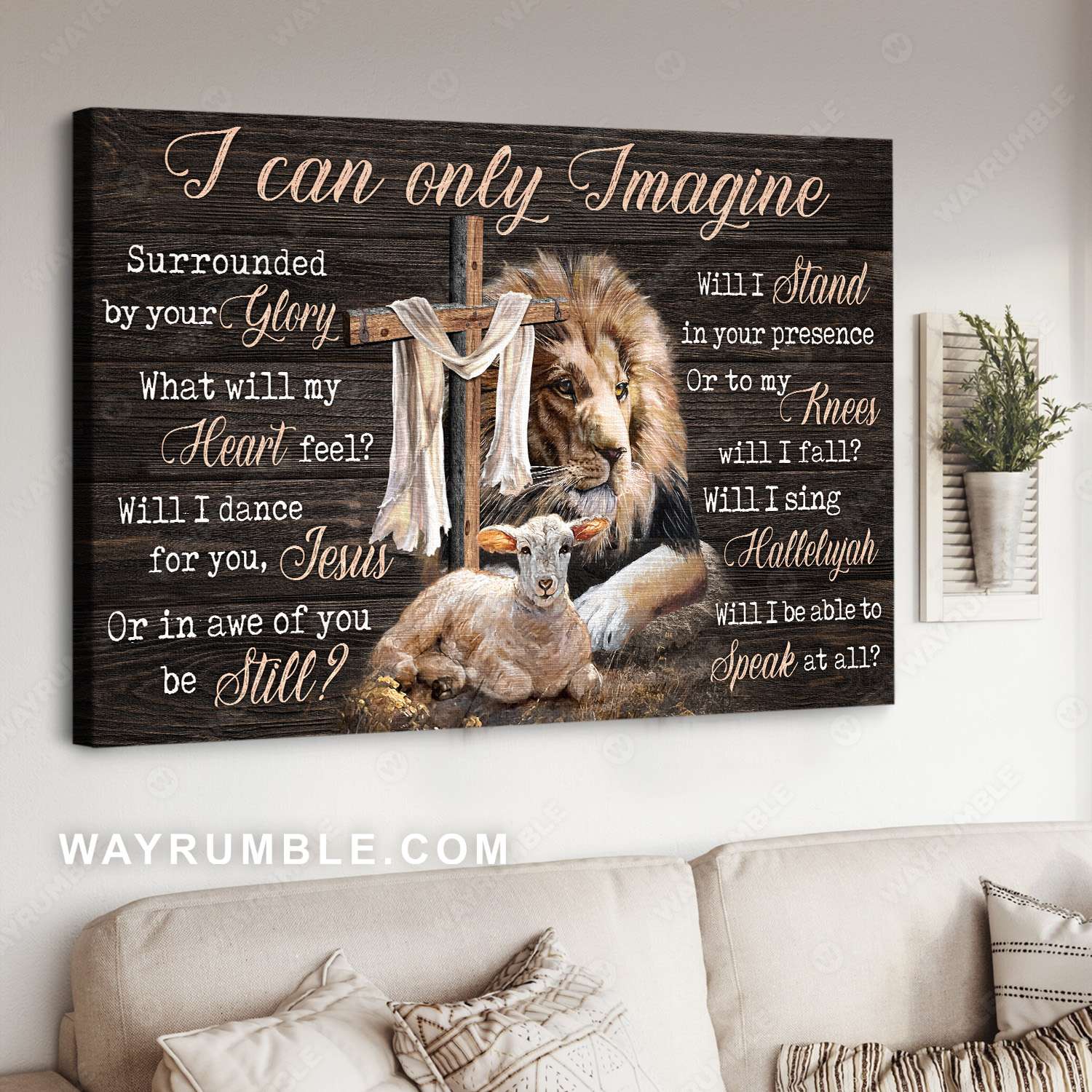 The Lion Of Judah, The Lamb Of God, Cross Symbol, I Can Only Imagine – Jesus Landscape Canvas Prints, Christian Wall Art