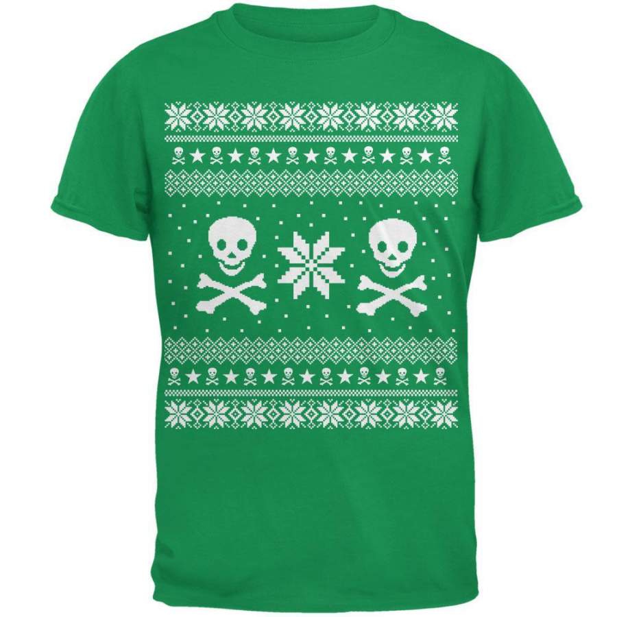 Skull & Crossbones Ugly Christmas Sweater Mens T Shirt