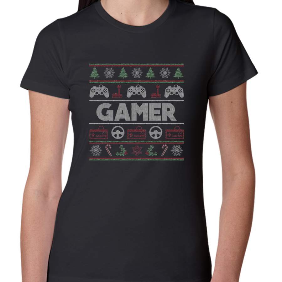 Ugly Christmas Sweater gamer Women T-Shirt