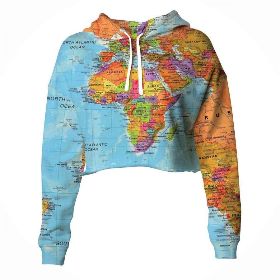 Africa Map Cropped Hoodie