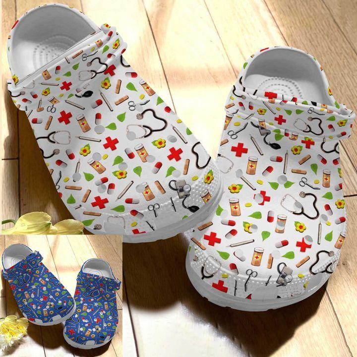 Nurse Personalize Clog, Custom Name, Text, Fashion Style For Women, Men, Kid, Print 3D Nurse Pattern Ver 1