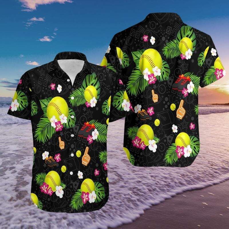 Discover Cool Softball Black Hawaii Aloha Shirts Ha73217