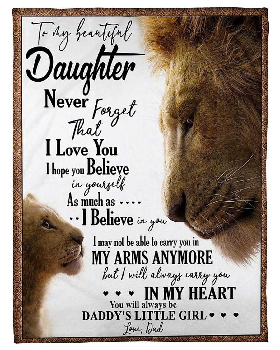 To My Daughter I Will Always Carry You In Heart Fleece Blanket Gift For Family,Birthday,Daughter,Son,Lion Lovers Gift Home Decor Bedding Couch Sofa Soft And Comfy Cozy