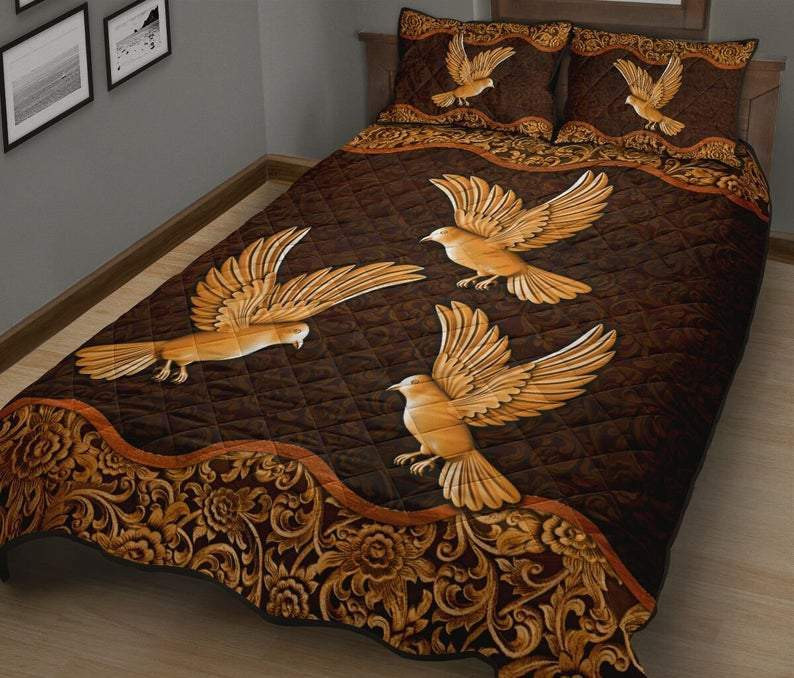 Vintage Hummingbird Brown All Over Print Quilt All Over Print Bedding Set