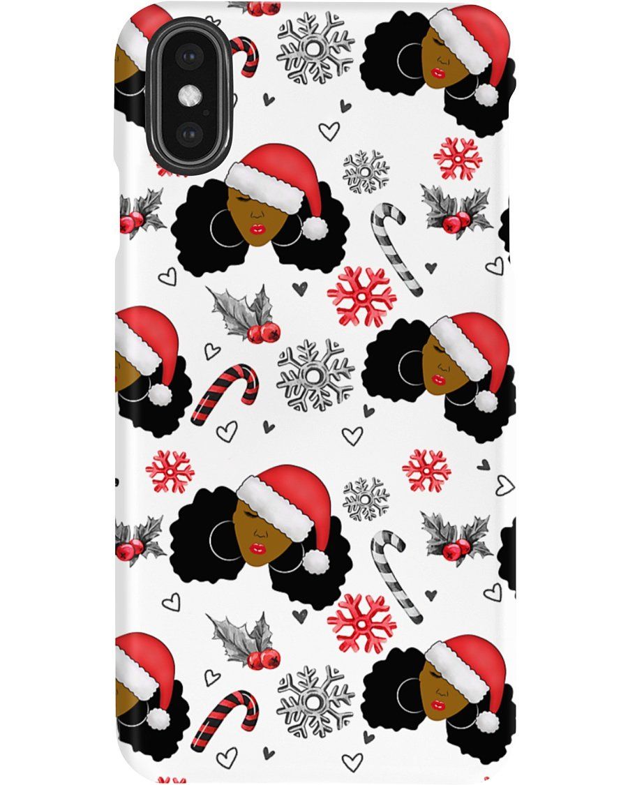 Black Women Christmas Pattern Snowflake Candy Cane Fleece Blanket Phone case