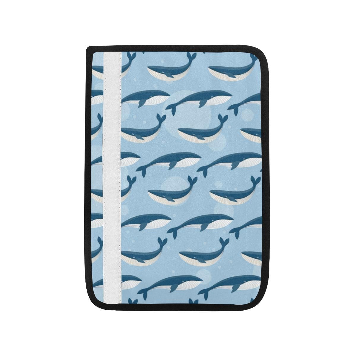 Blue Whale Pattern Print Design 02 Car Seat Belt Cover