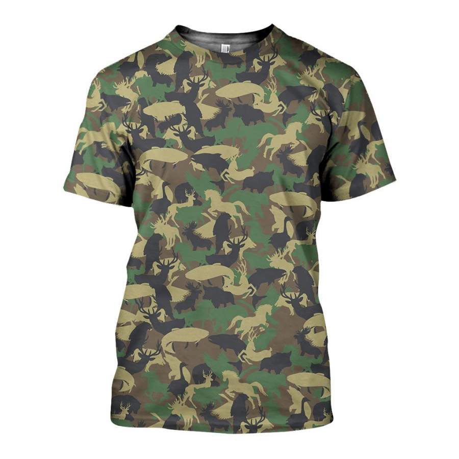 3D All Over Printed Camo Animal  Art Shirts and Shorts