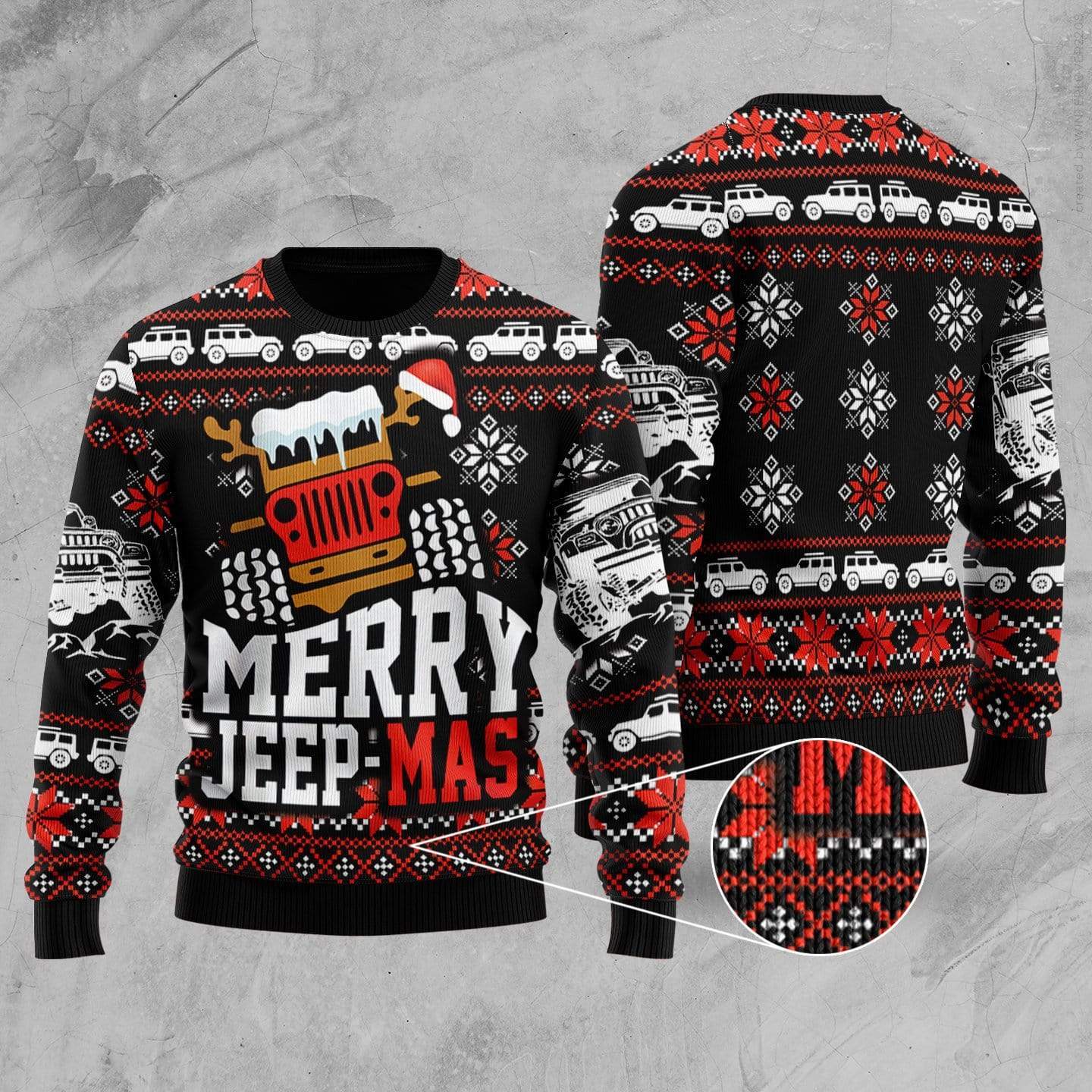 Merry Jeep-Mas Black & Red Sweater