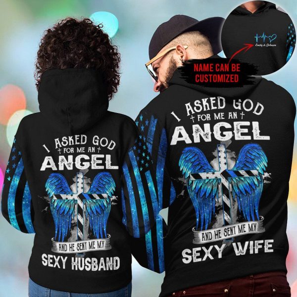 I Asked God For Me An Angel And He Sent Me Couple Hoodie Td