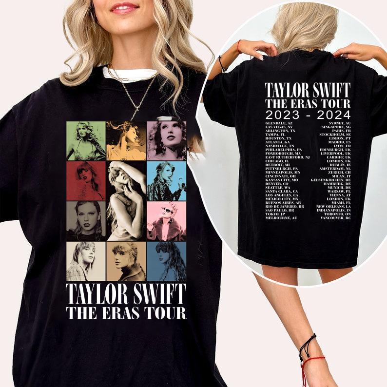 Taylor Eras Tour T-Shirt, Eras Tour II 2024 World Cities Tee, TTPD Two-Sided Shirt, Swiftie Gift, Pop Music Merch, Unisex Top