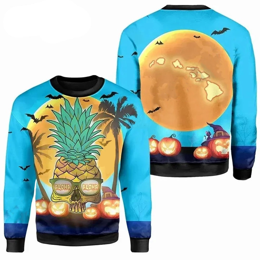 Pineapple Halloween Crewneck Sweatshirt All Over Print Sweatshirt For Women Sweatshirt For Men Sws1378