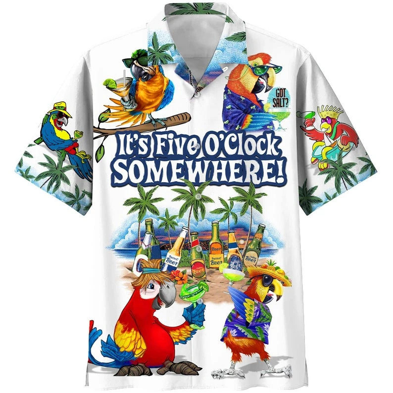 Its Five Oclock Somewhere Parrots Hawaii Shirt Unisex Adult Ha1290