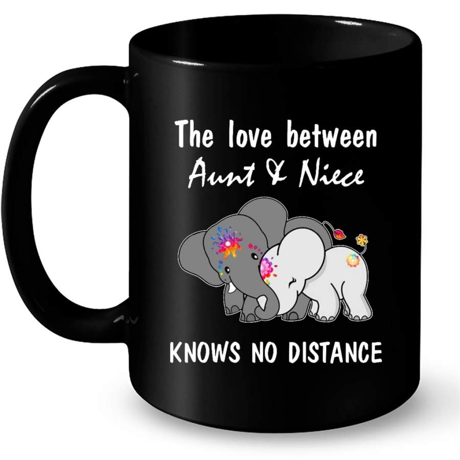 The Love Between Aunt And Niece Knows No Distance, Elephant Lover – Full-Wrap Coffee Black Mug