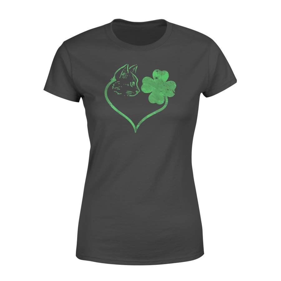 Cat Silhouette Shamrock St Patricks Day Kitten Lover Pet – Standard Women’s T-shirt