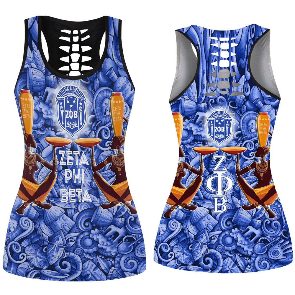 Clothing – Africa Zone Clothing – Zeta Phi Beta Style Painting And Pattern Africa Hollow Tank Top A35