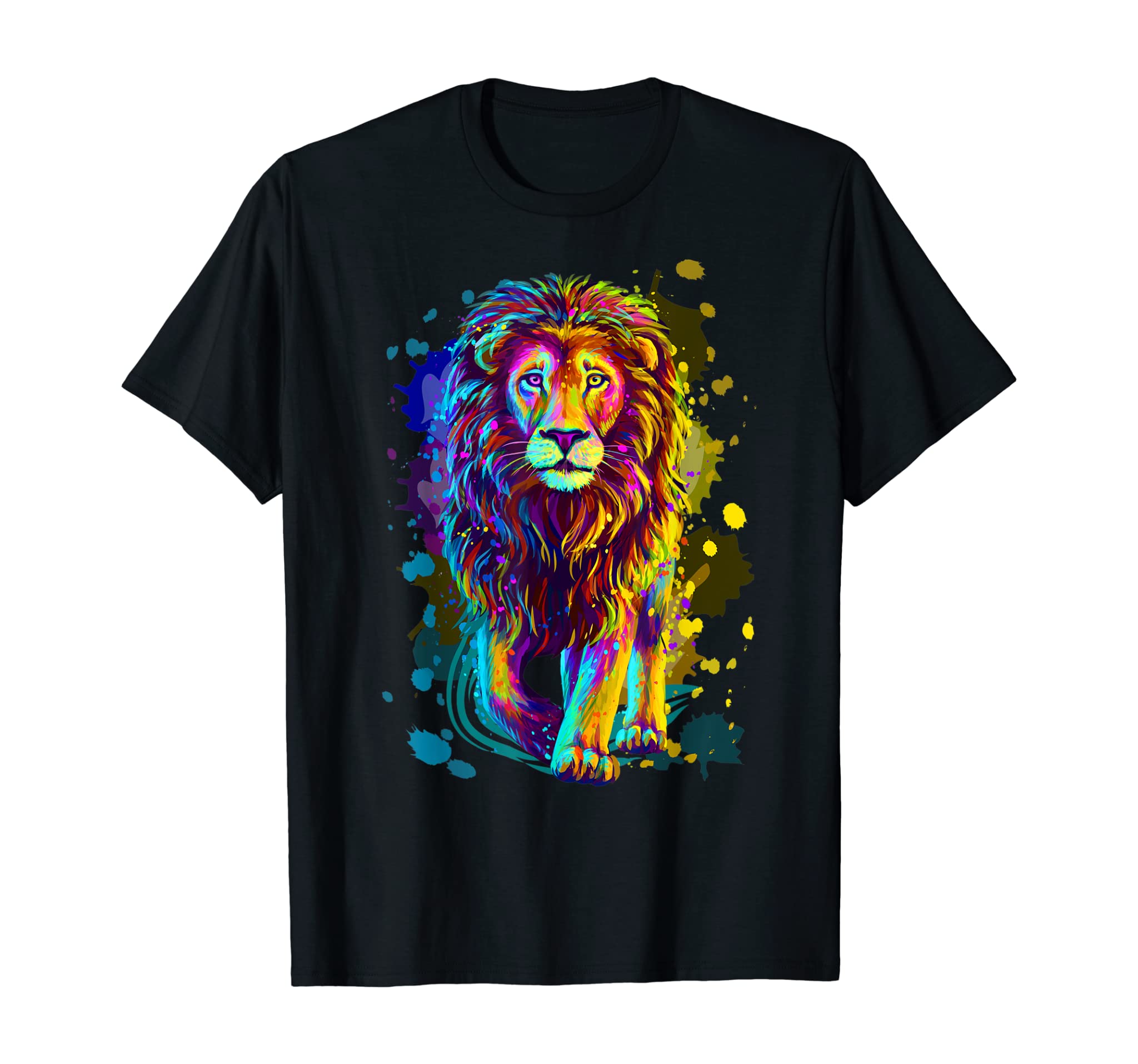 Cool Colorful Lion Stylish T Shirt, Lion Graphic Design T-Shirt