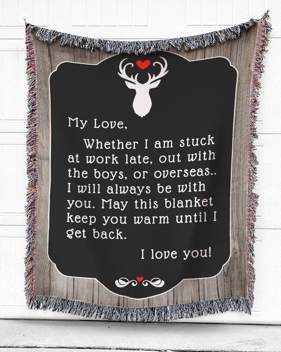 Woven Throw For Wife Wedding Anniversary Gift, Deer My Love Ilu, Cotton Blanket