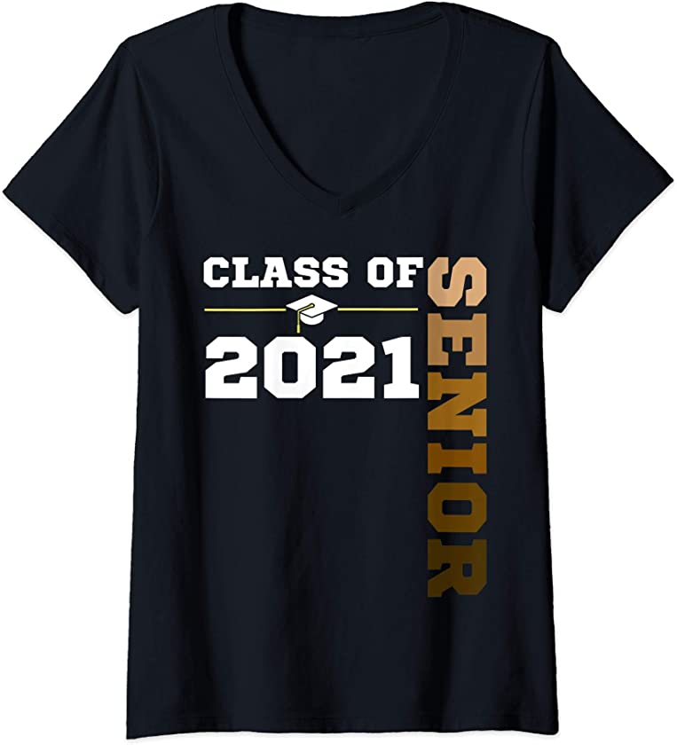 Womens Class of 2021 Senior Year 21 Melanin HBCU Colors V-Neck T-Shirt