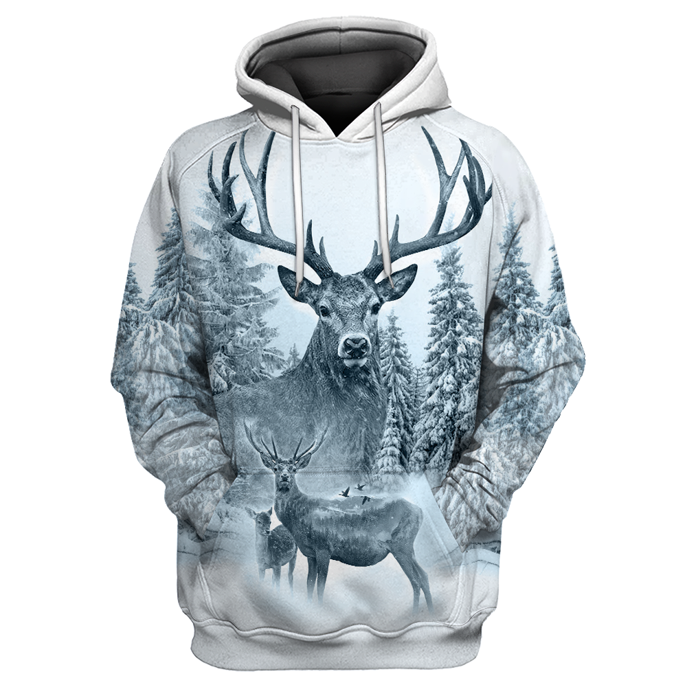 White Deer Hunting 3D All Over Printed Shirts For Women