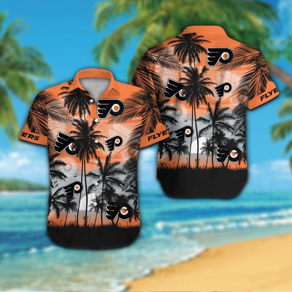 Philadelphia Flyers Short Sleeve Button Up Tropical Shirt Hawaiian Shirt