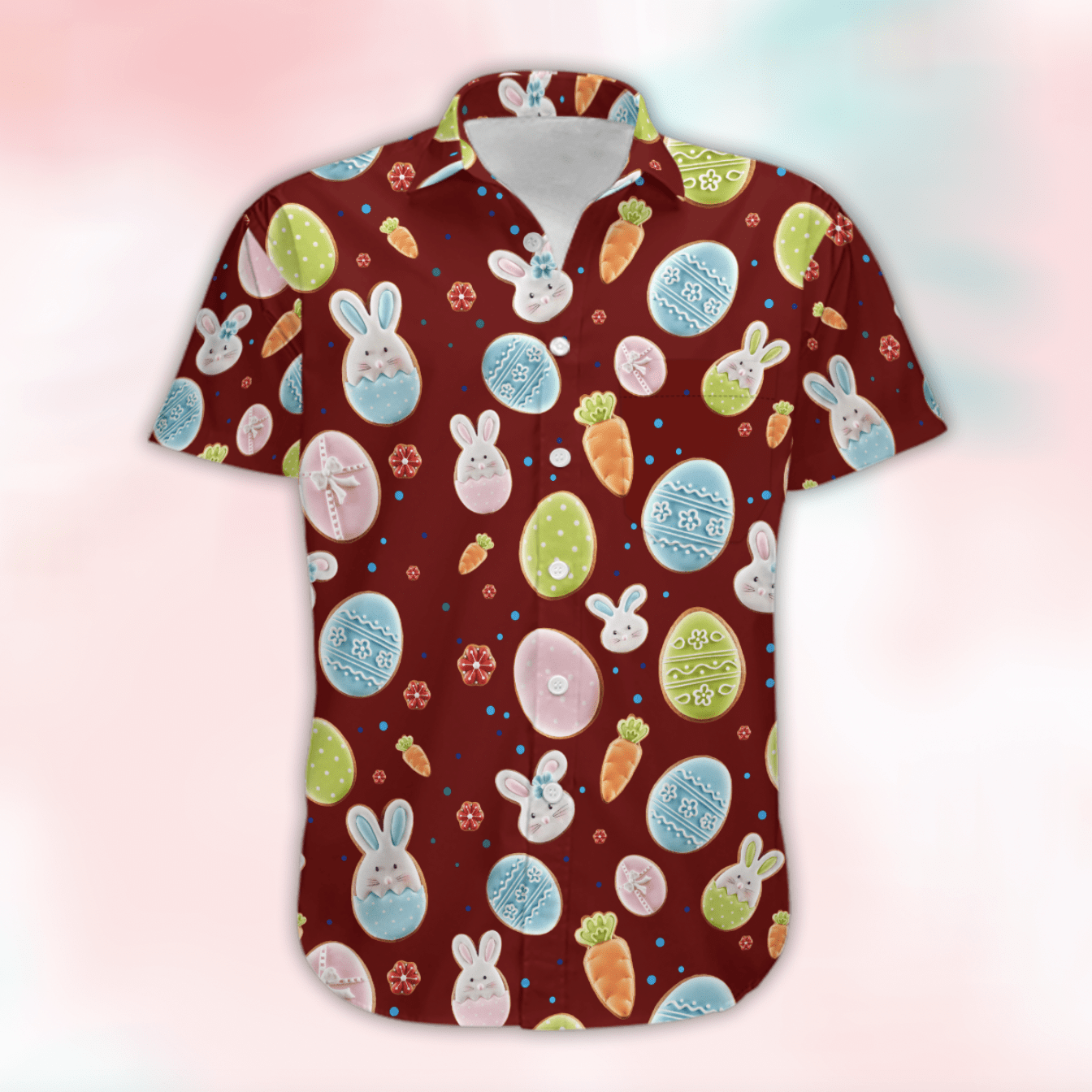 Beach Shirt Shop Happy Easter Red Sweet Bunny Lamb Chick Cookies Hawaiian Aloha Shirts Dh