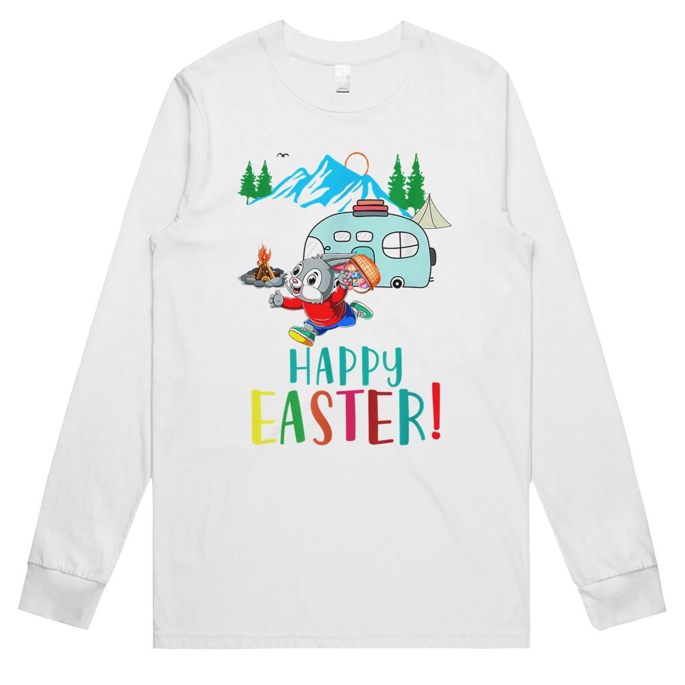 Camping Easter Day Bunny Eggs Easter Cute Gift Camper Long Sleeve T Shirts