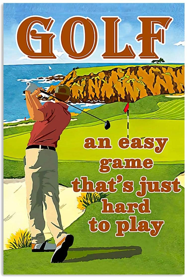 Vintage Man Golf An Easy Game Poster Art Print      Home Decor Gift For Men Women Family Friend On Birthday Xmas