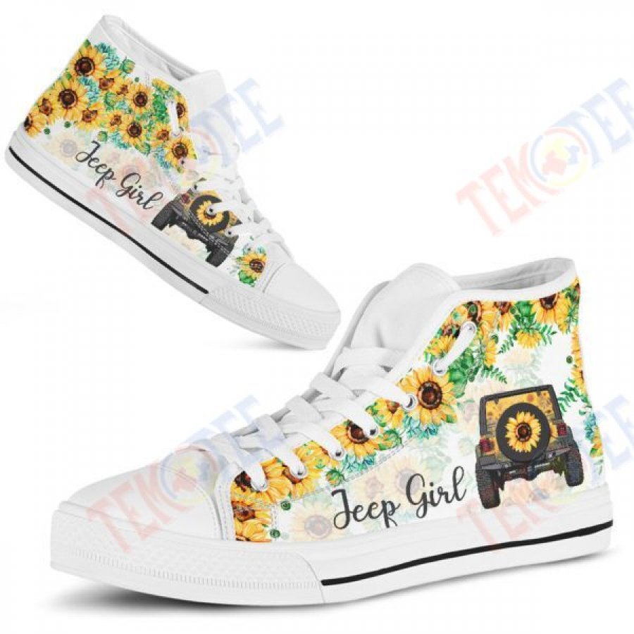 Mens Womens Jeep Girl Sunflower Jeep Girl Jeep Low Top Shoes Custom Print Footwear Converse Sneakers TMT165