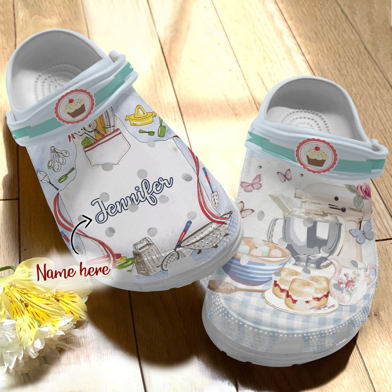 Baking Personalized Clog, Custom Name, Text Bake The Cake, Fashion Style For Women, Men, Kid, Print 3D